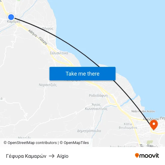 Kamares Bridge to Aigio map