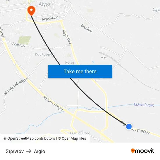 Sirinian to Aigio map