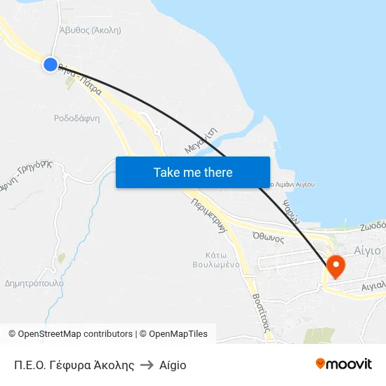Old National Road Akoli Bridge to Aigio map