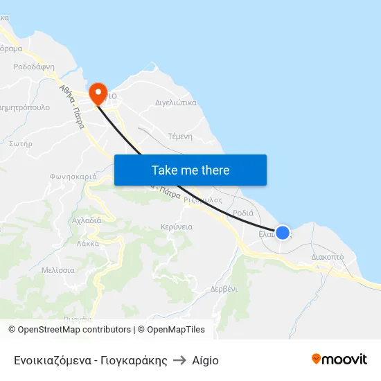 Rentals - Giogarakis to Aigio map