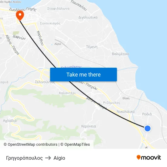 Grigoropoulos to Aigio map