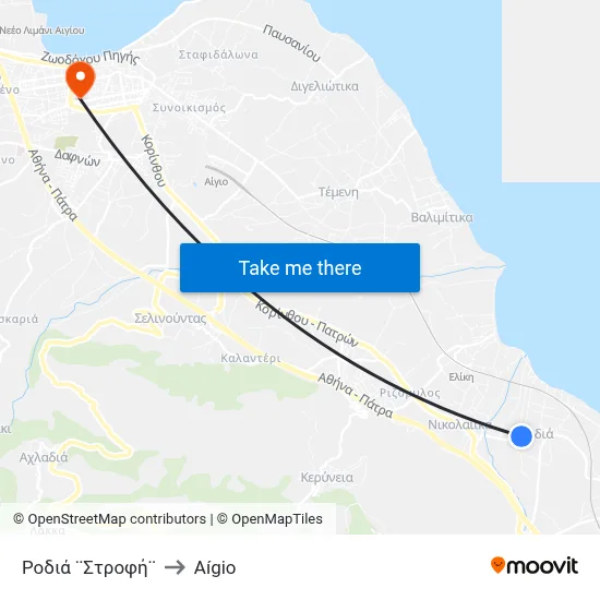 Rodia Turn to Aigio map