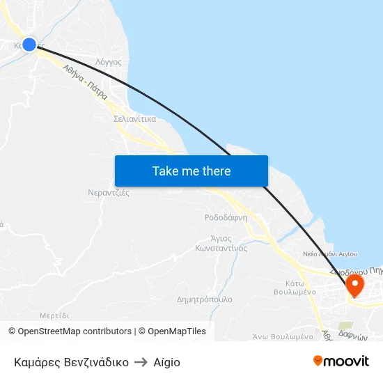 Kamares Gas Station to Aigio map