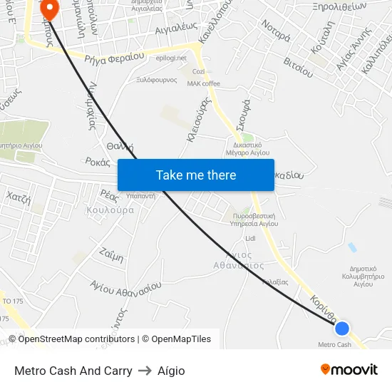 Metro Cash And Carry to Aigio map