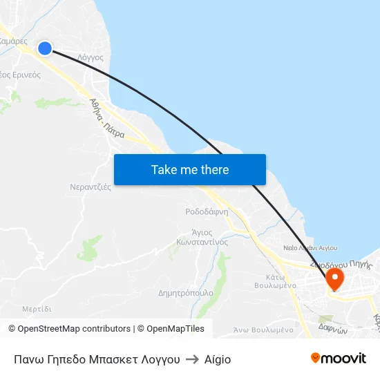 Upper Basketball Court Longos to Aigio map