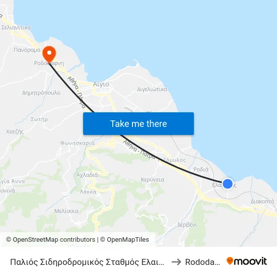 Παλιός Σιδηροδρομικός Σταθμός Ελαιώνα to Rododafni map
