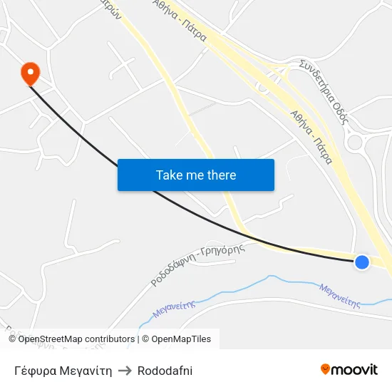 Γέφυρα Μεγανίτη to Rododafni map