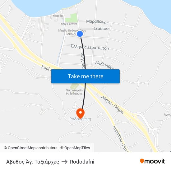 Άβυθος Άγ. Ταξιάρχες to Rododafni map