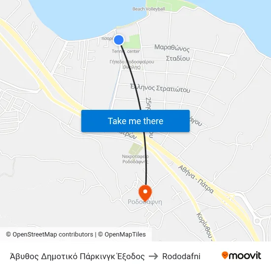Άβυθος Δημοτικό Πάρκινγκ Έξοδος to Rododafni map