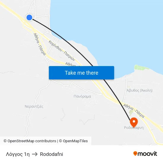 Λόγγος 1η to Rododafni map