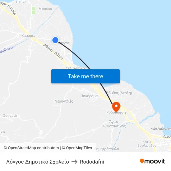 Λόγγος Δημοτικό Σχολείο to Rododafni map