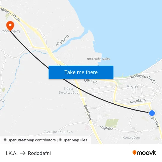 Ι.Κ.Α. to Rododafni map