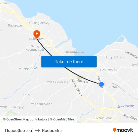 Πυροσβεστική to Rododafni map