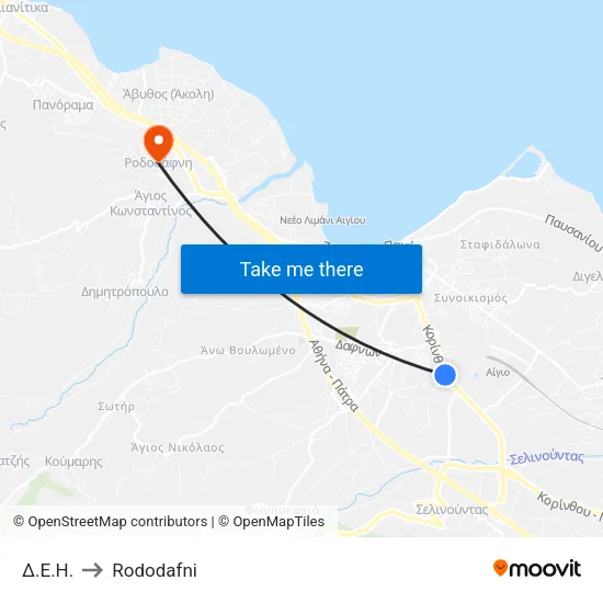 Δ.Ε.Η. to Rododafni map