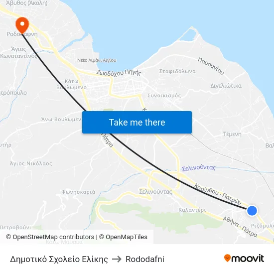 Δημοτικό Σχολείο Ελίκης to Rododafni map