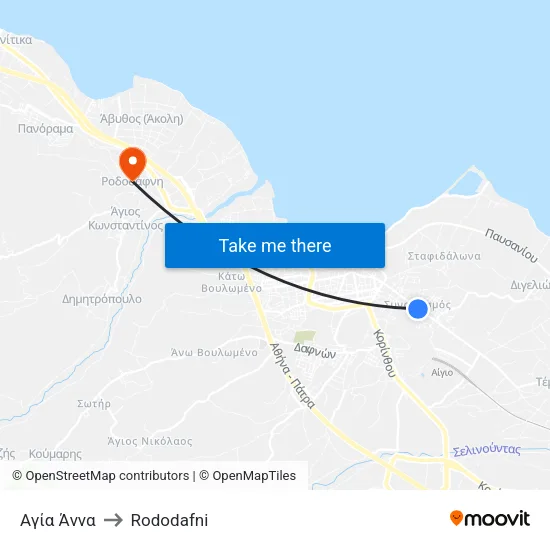 Αγία Άννα to Rododafni map