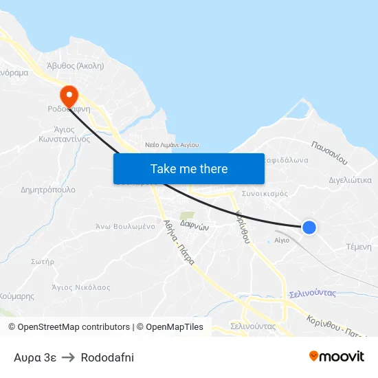 Αυρα 3ε to Rododafni map