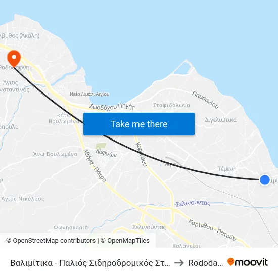 Βαλιμίτικα - Παλιός Σιδηροδρομικός Σταθμός to Rododafni map