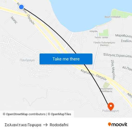 Σελιανίτικα Εξοδος to Rododafni map
