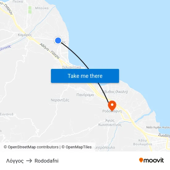 Λόγγος - Πηγαδι to Rododafni map