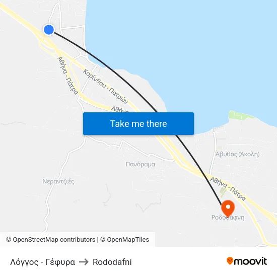 Λόγγος - Έξοδος to Rododafni map