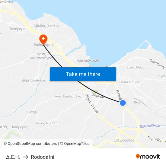 Δ.Ε.Η. to Rododafni map
