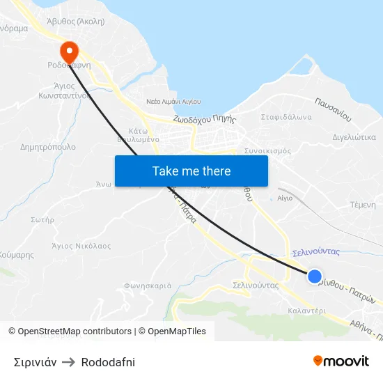 Σιρινιάν to Rododafni map