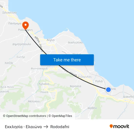 Εκκλησία - Ελαιώνα to Rododafni map