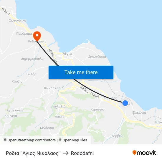 Ροδιά ¨Άγιος Νικόλαος¨ to Rododafni map