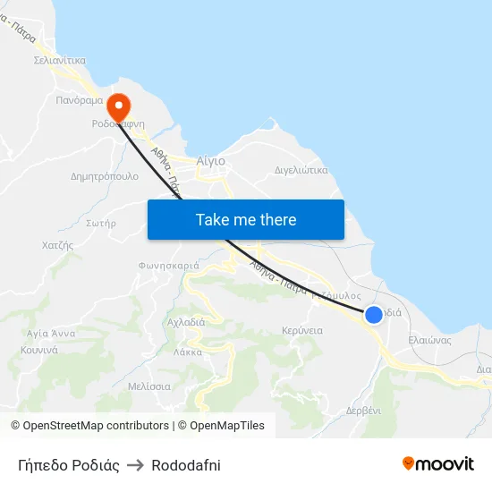 Γήπεδο Ροδιάς to Rododafni map