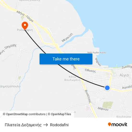 Πλατεία Δεξαμενής to Rododafni map