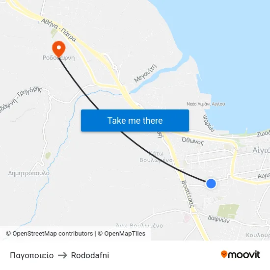 Παγοποιείο to Rododafni map