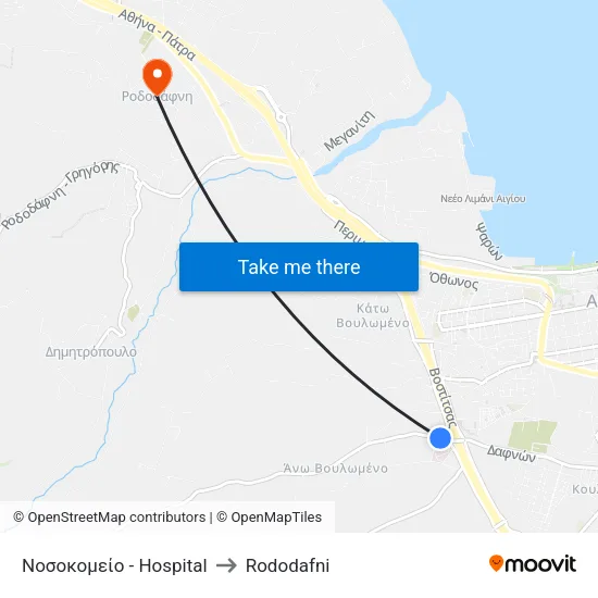 Νοσοκομείο - Hospital to Rododafni map
