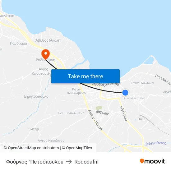 Φούρνος "Πες Αλευρι" to Rododafni map