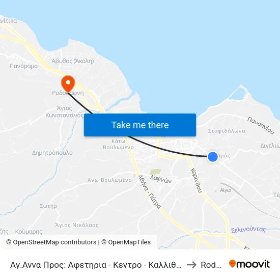 Αγια Αννα to Rododafni map