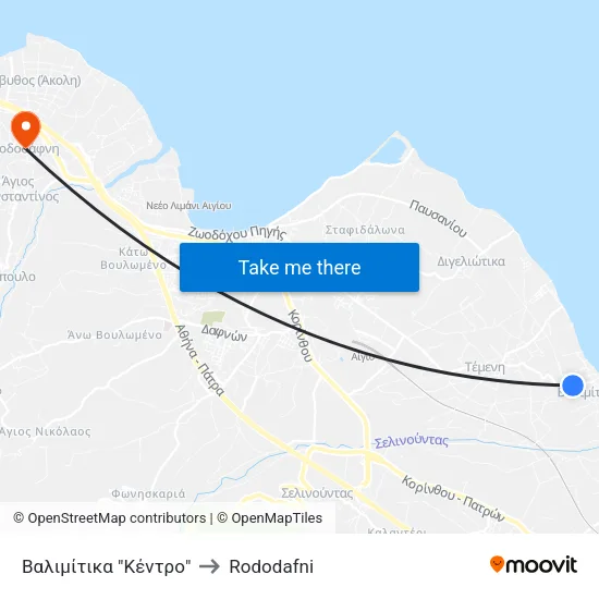 Βαλιμίτικα "Κέντρο" to Rododafni map