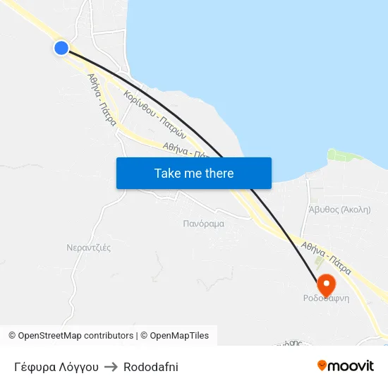 Γέφυρα Λόγγου to Rododafni map