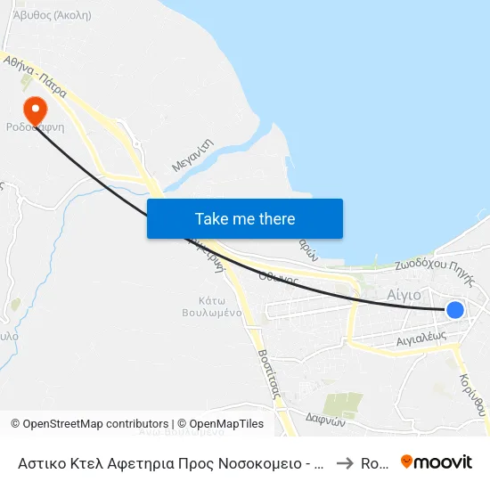 Αφετηρια Νεα to Rododafni map