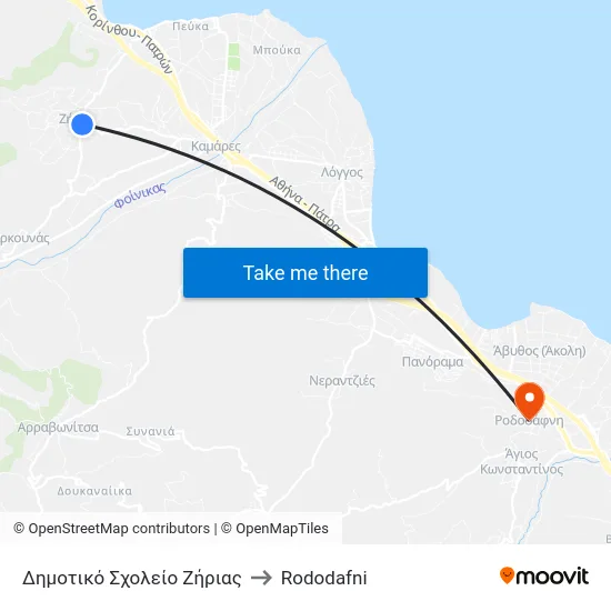 Δημοτικό Σχολείο Ζήριας to Rododafni map