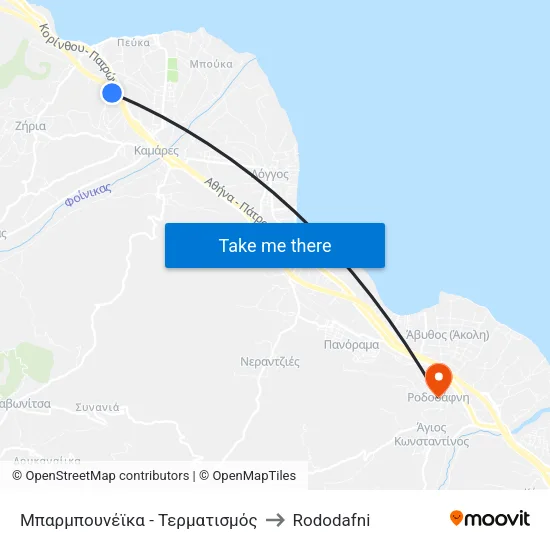 Μπαρμπουνέϊκα - Τερματισμός to Rododafni map