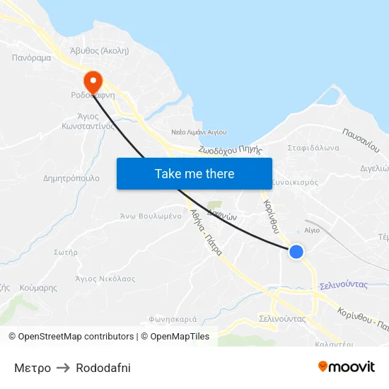 Μετρο to Rododafni map