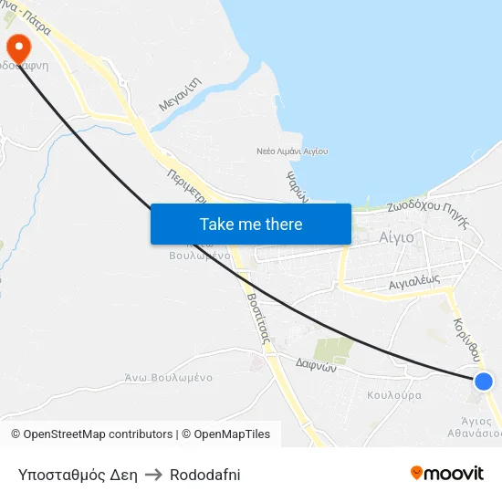 Υποσταθμός Δεη to Rododafni map