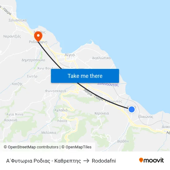 Rodia 1st Nurseries - Mirror to Rododafni map