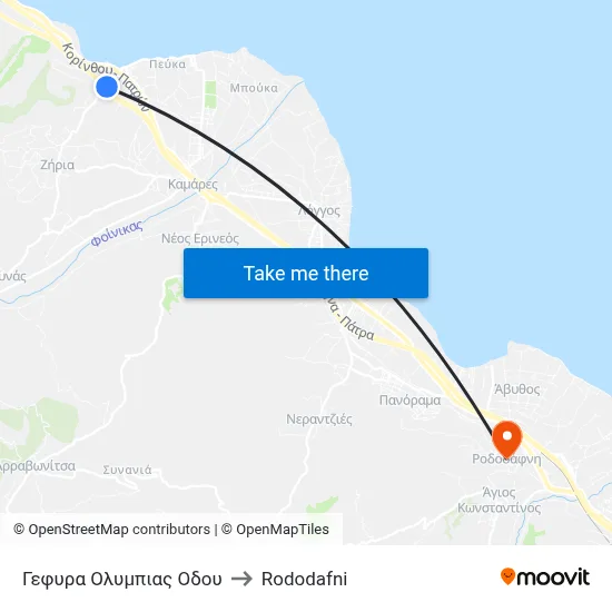 Olympic Road Bridge to Rododafni map