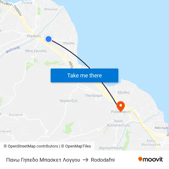 Upper Basketball Court Longos to Rododafni map