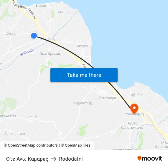 OTE Upper Kamares to Rododafni map