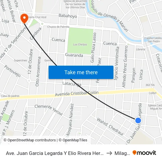 Ave. Juan Garcia Legarda Y Elio Rivera Herbozo to Milagro map