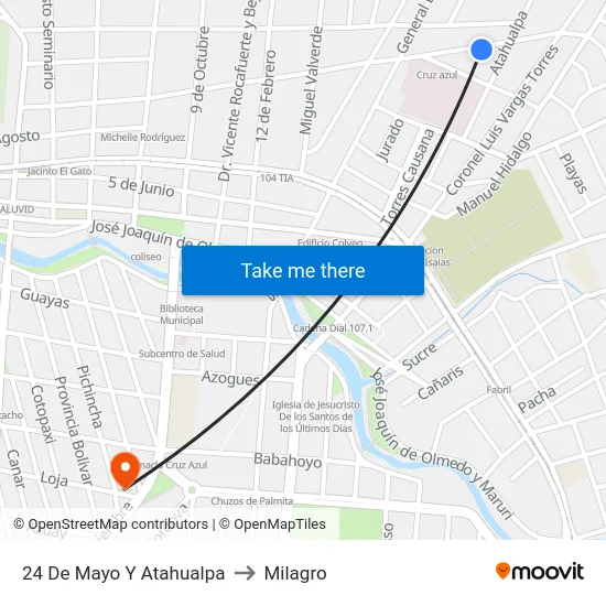 24 De Mayo Y Atahualpa to Milagro map