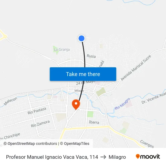 Profesor Manuel Ignacio Vaca Vaca, 114 to Milagro map
