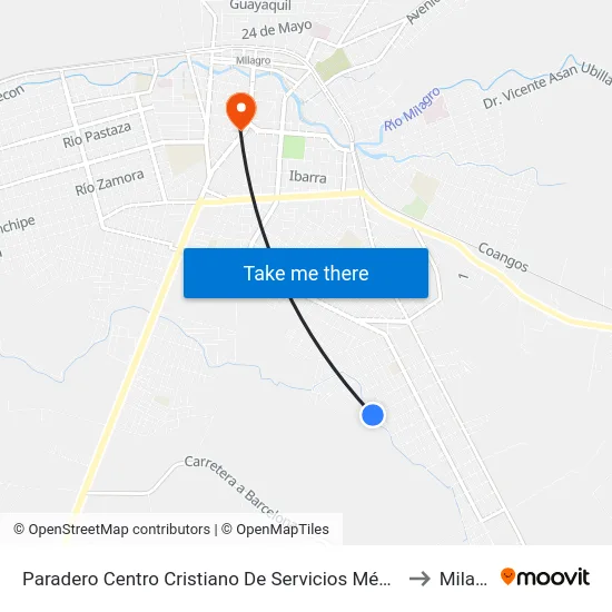 Paradero Centro Cristiano De Servicios Médicos (Mmi) to Milagro map